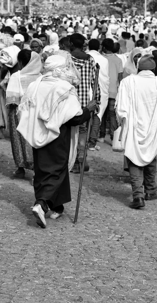 Etiyopya Lalibela Ocak 2018 Genna Celebratio Kalabalık Içinde Kimliği Belirsiz — Stok fotoğraf