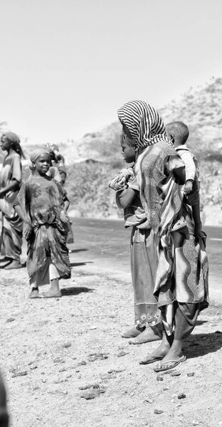 ETHIOPIA,DANAKIL-CIRCA  JANUARY 2018--unidentified  people in the street