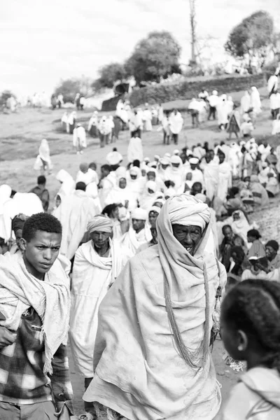 Ethiopia Lalibela Circa January 2018 Unidentified People Crowd Genna Celebratio — Stock Photo, Image