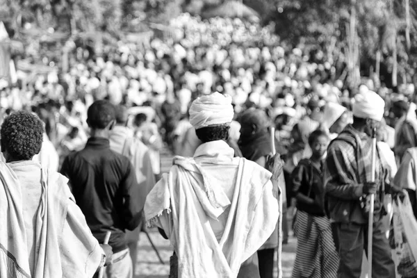 Etiopia Lalibela Około Stycznia 2018 Niezidentyfikowanych Ludzi Tłumie Genna Celebratio — Zdjęcie stockowe