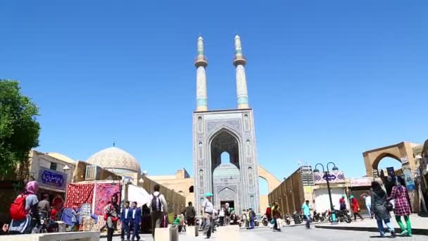 Iran Gamla Torget Minaret Isfahan Personer Heritage Turism Och Moskén — Stockvideo