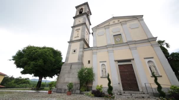 Ancient Catholic Religion Building Clock Tower Milan Italy — Stock Video