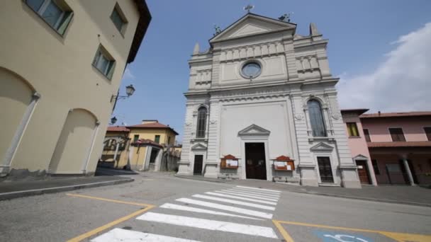 Italien Katrineholm Varese Forntidens Bygga För Katolska Och Clock Tower — Stockvideo