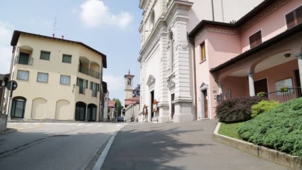 Itália Castronno Varese Construção Religião Antiga Para Torre Católica Relógio — Vídeo de Stock