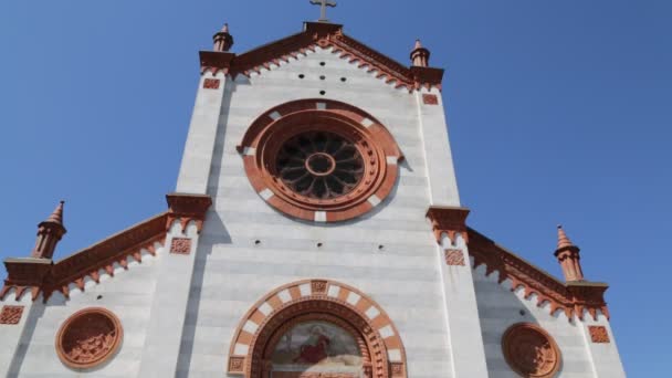 Ancient Catholic Religion Building Clock Tower Mercallo Italy — Stock Video