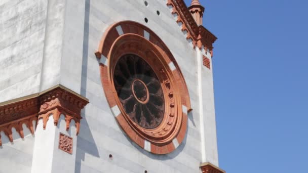 Ancient Catholic Religion Building Clock Tower Mercallo Italy — Stock Video