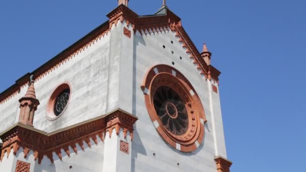 Ancient Catholic Religion Building Clock Tower Mercallo Italy — Stock Video