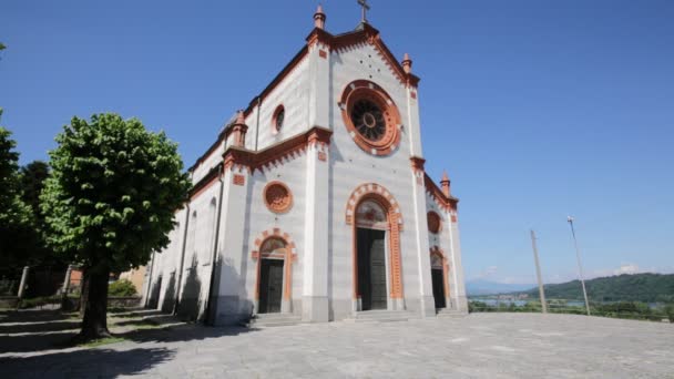 Forntida Katolska Religionen Byggnad Och Klocktornet Mercallo Italien — Stockvideo