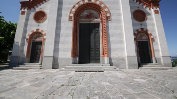 Antiga Construção Religião Católica Torre Relógio Mercallo Itália — Vídeo de Stock