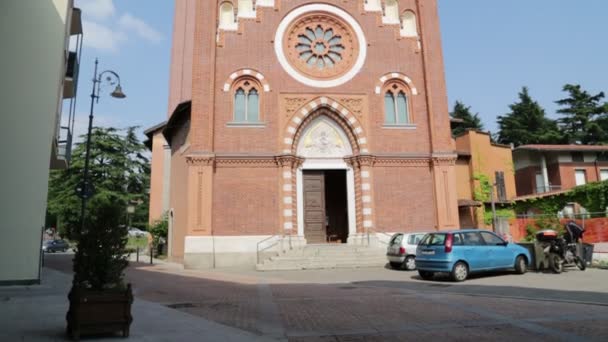 Italie Tradate Ancien Bâtiment Religieux Pour Tour Catholique Horloge — Video