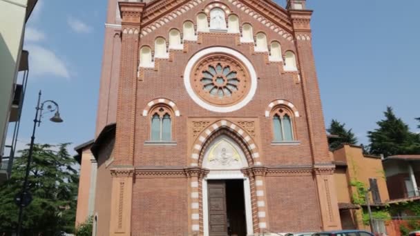 Italie Tradate Ancien Bâtiment Religieux Pour Tour Catholique Horloge — Video