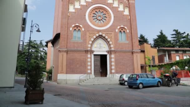 Italie Tradate Ancien Bâtiment Religieux Pour Tour Catholique Horloge — Video