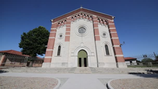 Italy Varano Borghi Ancient Religion Building Catholic Clock Tower — Stock Video