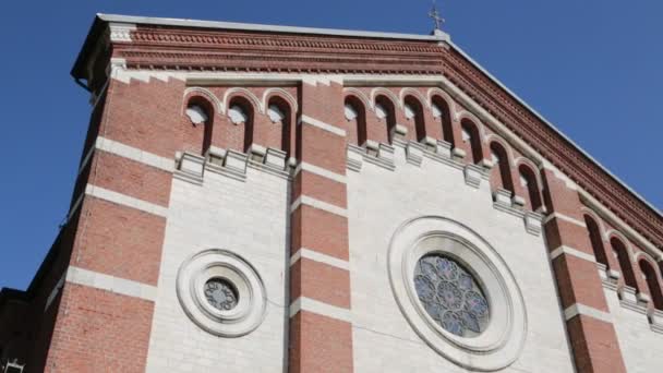 Italie Ancien Bâtiment Religieux Pour Tour Catholique Tour Horloge — Video