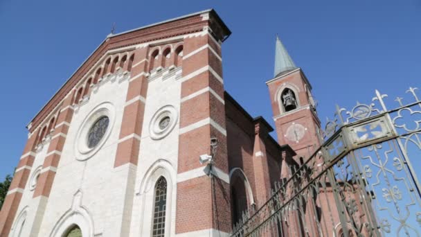 Antica Religione Cattolica Edificio Torre Dell Orologio Varano Borghi Italia — Video Stock