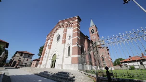 Ancienne Église Catholique Tour Horloge Italie — Video