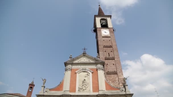 Ancient Catholic Church Clock Tower Italy — Stock Video