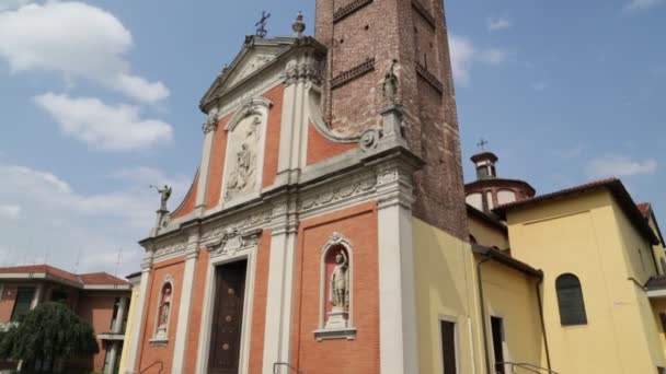 Starobylé Katolické Církve Hodiny Věž Itálii — Stock video
