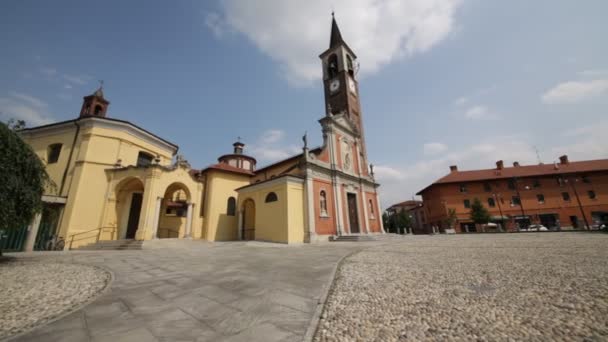 Ancient Catholic Church Clock Tower Italy — Stock Video