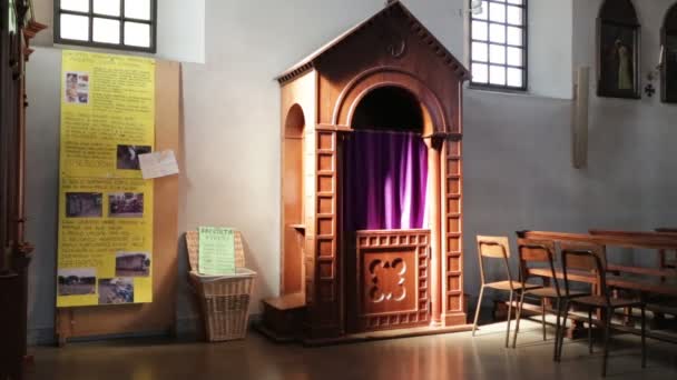 Interior Catholic Church Confession Booth Italy — Stock Video