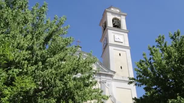 Italie Vanzaghello Ancien Bâtiment Religieux Pour Tour Catholique Tour Horloge — Video