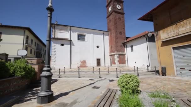 Ősi Templom Clock Torony Olaszország — Stock videók