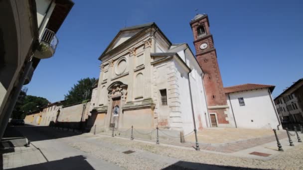 Igreja Católica Antiga Torre Relógio Itália — Vídeo de Stock