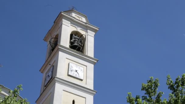 Ancienne Église Catholique Tour Horloge Vanzaghello Italie — Video