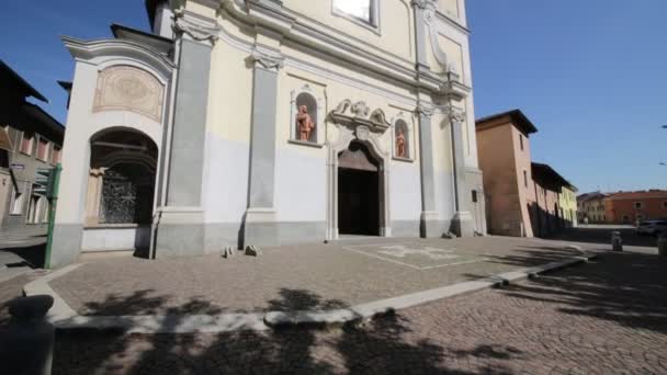 Ancient Catholic Church Clock Tower Vanzaghello Italy — Stock Video