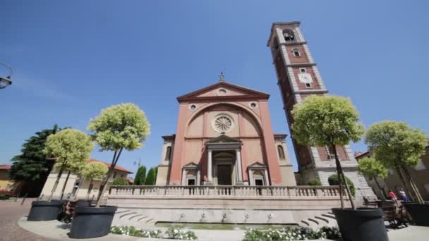 Antigua Iglesia Católica Torre Del Reloj Pozzolo Solitario Italia — Vídeos de Stock