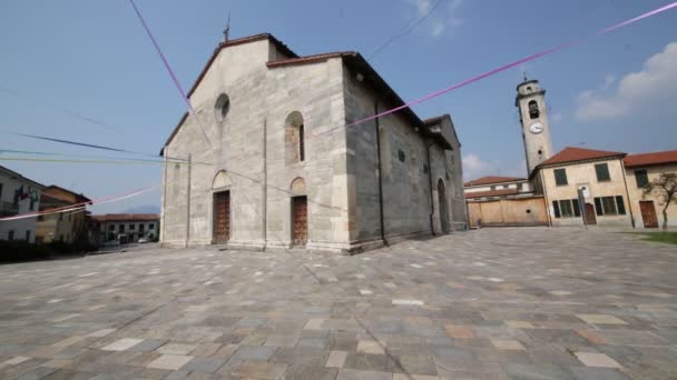 Oud Katholieke Kerk Klok Toren Brebbia Italië — Stockvideo