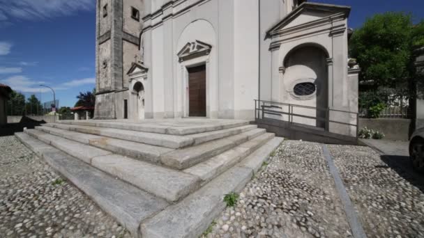 Starobylé Katolické Církve Hodiny Věž Sumirago Itálie — Stock video