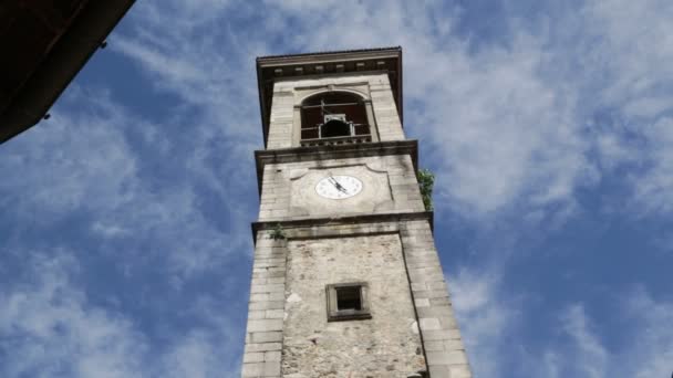Древняя Католическая Церковь Башня Часами Сумираго Италия — стоковое видео