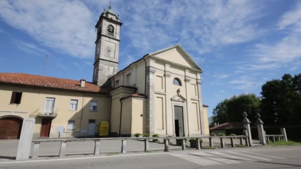 Igreja Católica Antiga Torre Relógio Sumirago Itália — Vídeo de Stock