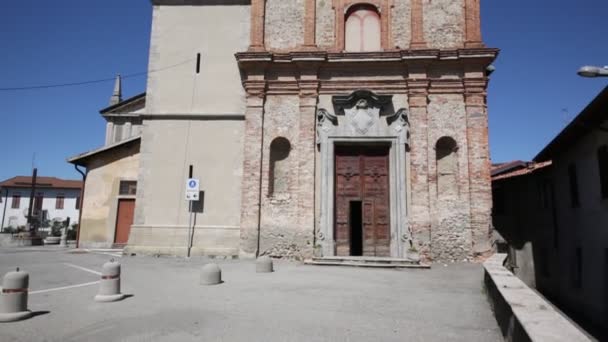 Antigua Iglesia Católica Torre Del Reloj Villa Guardia Italia — Vídeos de Stock
