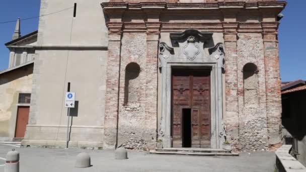 Alte Katholische Kirche Und Glockenturm Villa Guardia Italien — Stockvideo