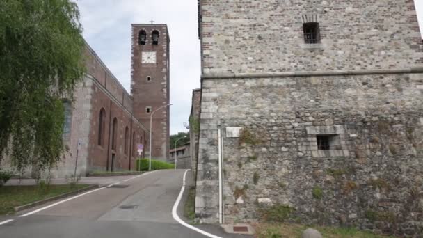 Antigua Iglesia Católica Torre Del Reloj Tuebigo Italia — Vídeo de stock