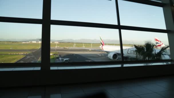 Den Internationella Flyg Platsen Kap Staden Sydafrika — Stockvideo