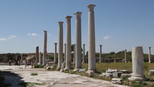 Turister Promenader Nära Antika Ruinerna Jordanien — Stockvideo