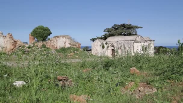 Vyhlídkové Záběry Starého Kostela Historického Dědictví Kypru — Stock video