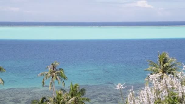 Vyhlídkové Záběry Pobřežní Laguny Ostrova Bora Bora — Stock video