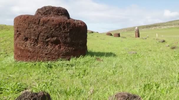 Moai Kameny Velikonočním Ostrově Východní Polynésii — Stock video