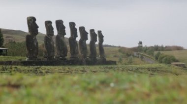 Moai, monolithic human figures carved by Rapa Nui people on Easter Island in eastern Polynesia