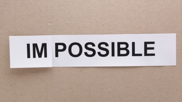 Primer Plano Inscripción Imposible Pared Concepto Motivación — Vídeo de stock