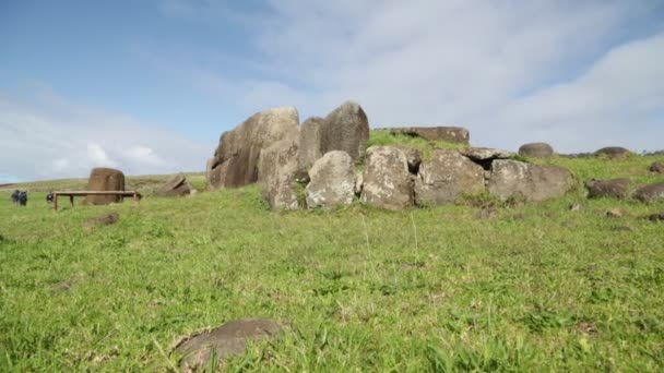 Moai Stones Påskön Östra Polynesien — Stockvideo