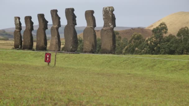 Moai Figures Humaines Monolithiques Sculptées Par Peuple Rapa Nui Sur — Video