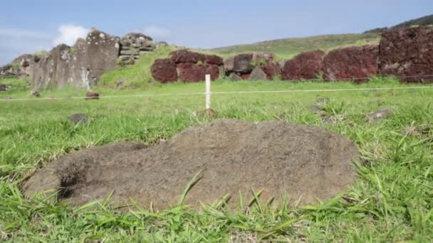 Kamienie Moai Wyspie Wielkanocnej Polinezji Wschodniej — Wideo stockowe