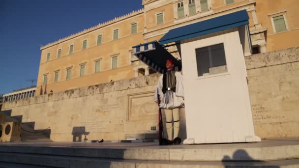 Rekaman Upacara Perubahan Penjaga Parlemen Athena — Stok Video