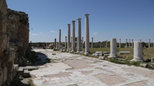 Turisti Piedi Vicino Rovine Antiche Giordania — Video Stock