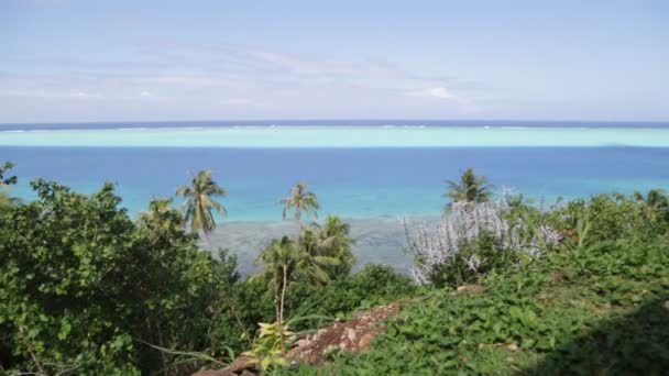 Schilderachtige Beelden Kustlijn Lagoon Bora Bora — Stockvideo